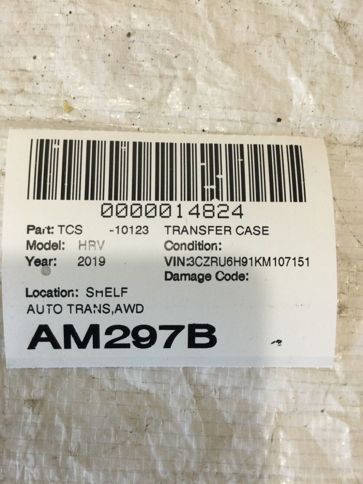 2019 Honda HR-V Transfer Case Assembly OEM AWD A/T