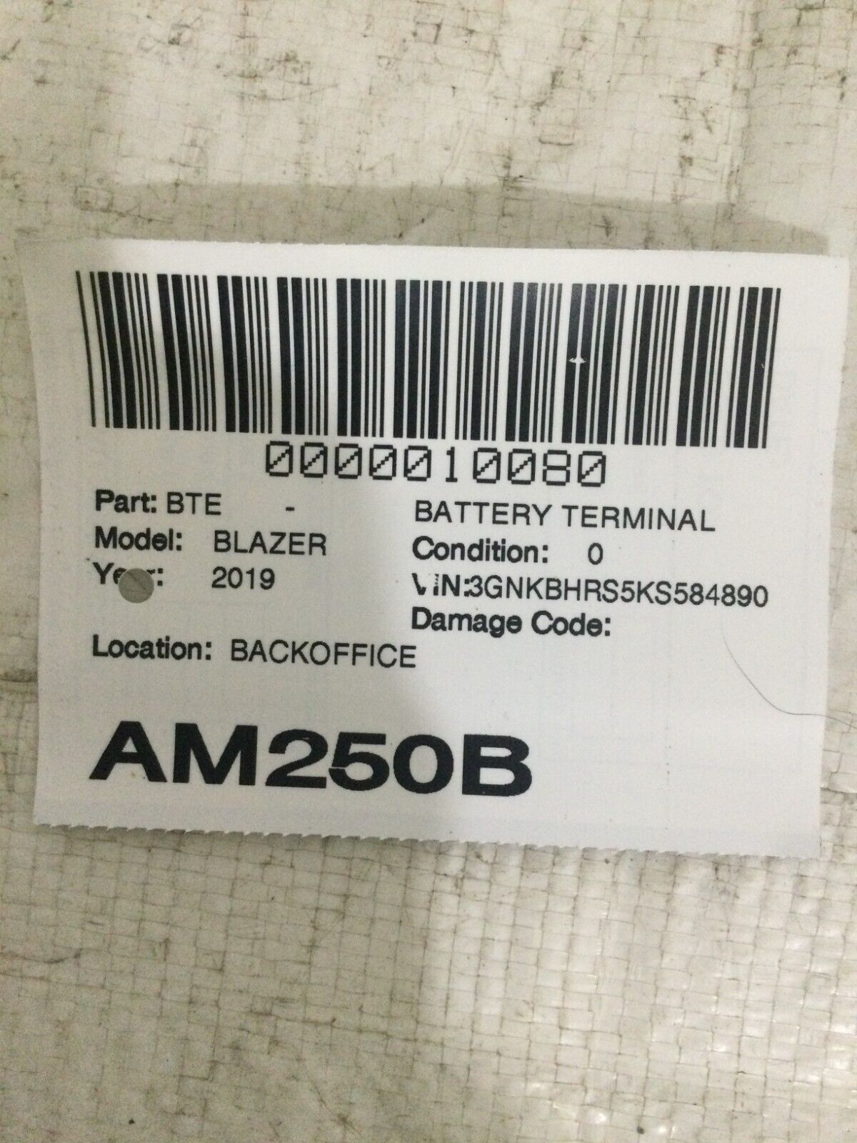 2019 Chevrolet Blazer Battery Terminal OEM 3.6L