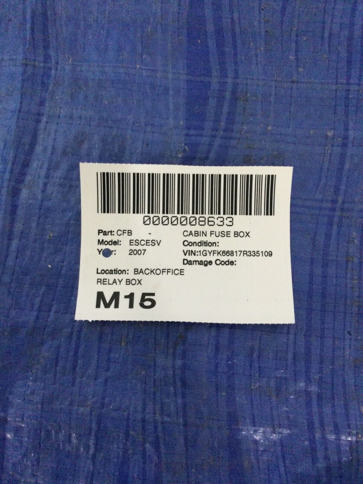2007-2009 Cadillac Escalade ESV Fuse Relay Box OEM  15093837