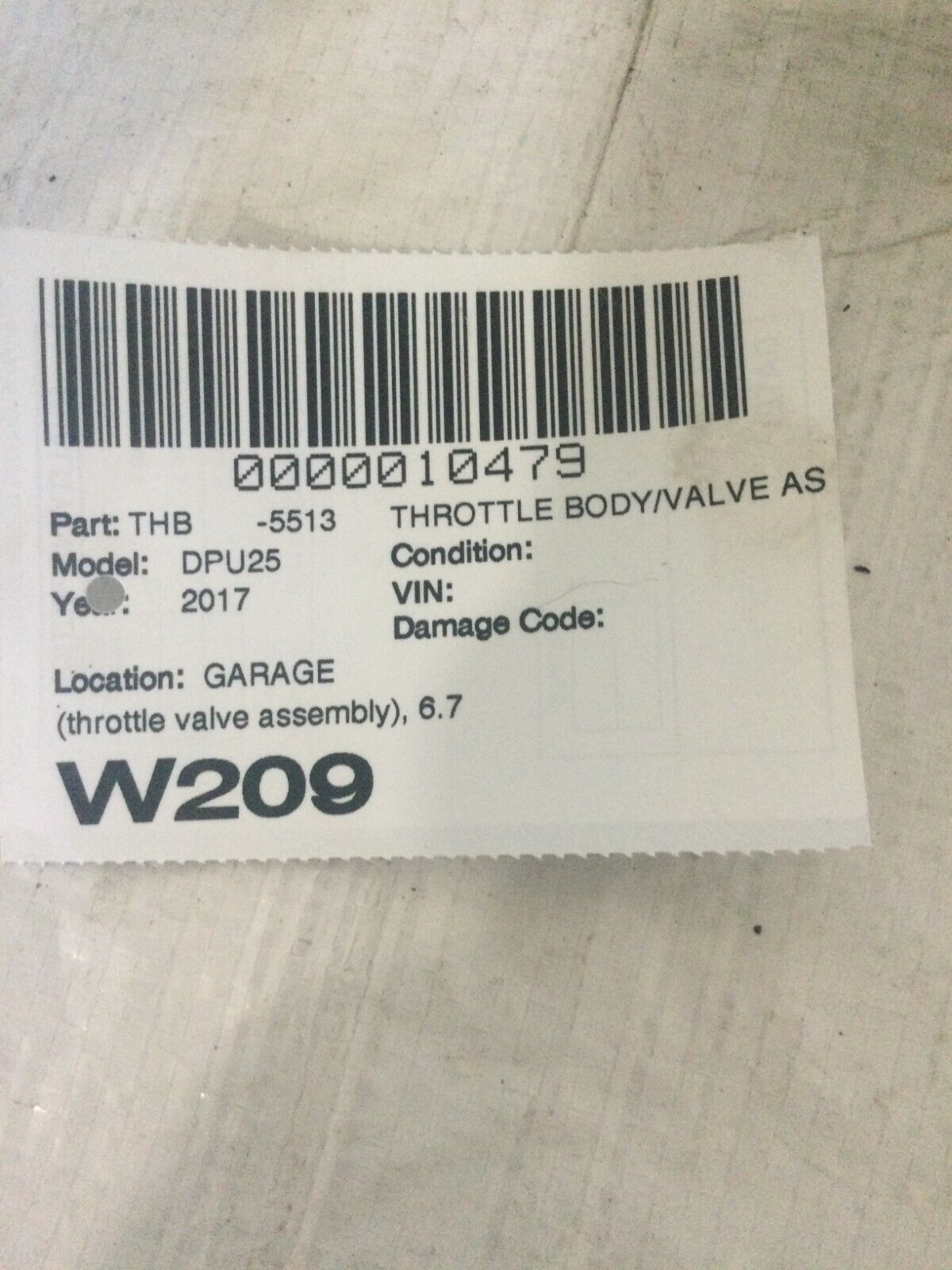 2017 Dodge Ram 2500 6.7L Throttle Body Valve Assembly OEM