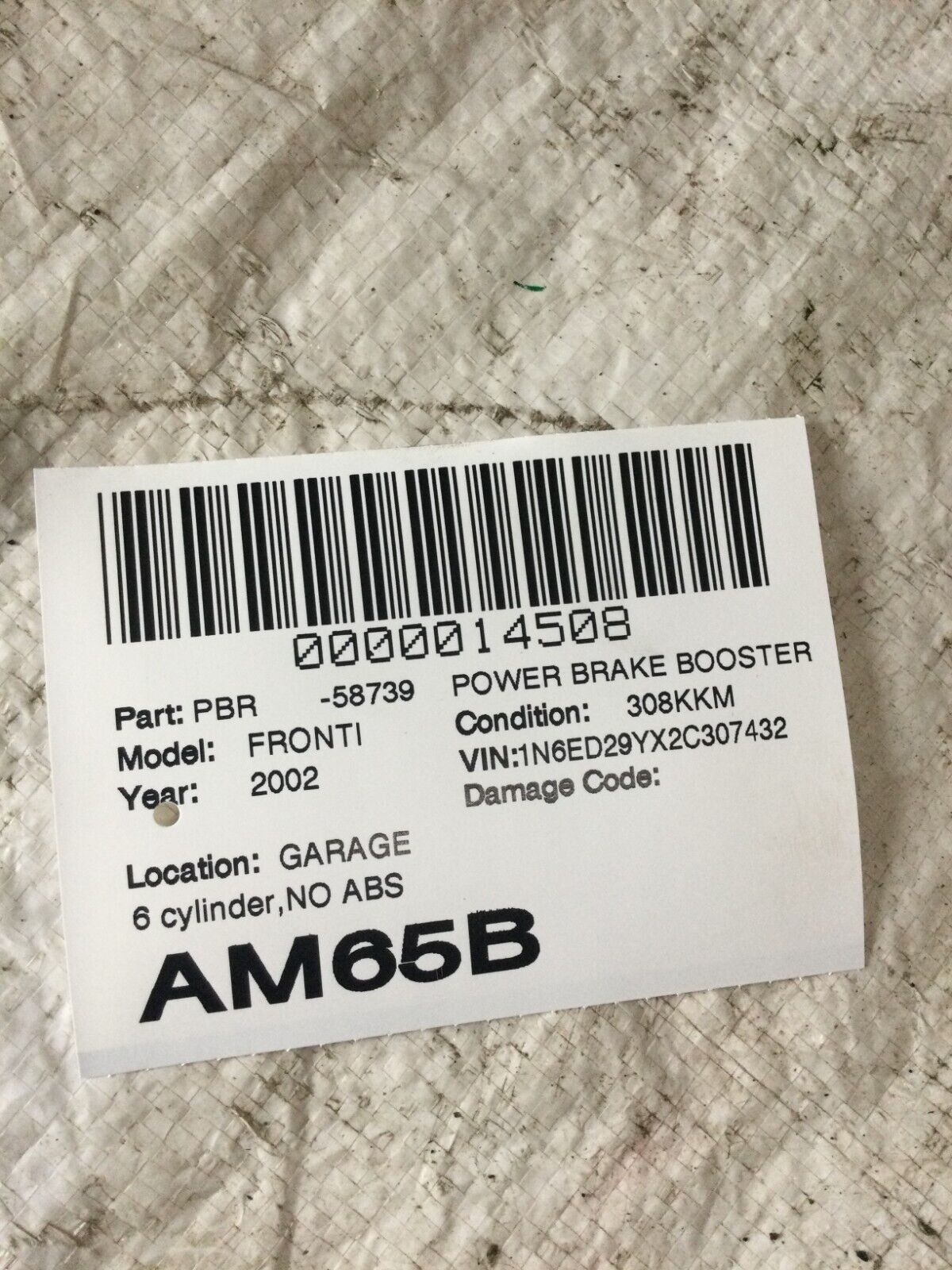 2002 Nissan Frontier  Power Brake Booster OEM