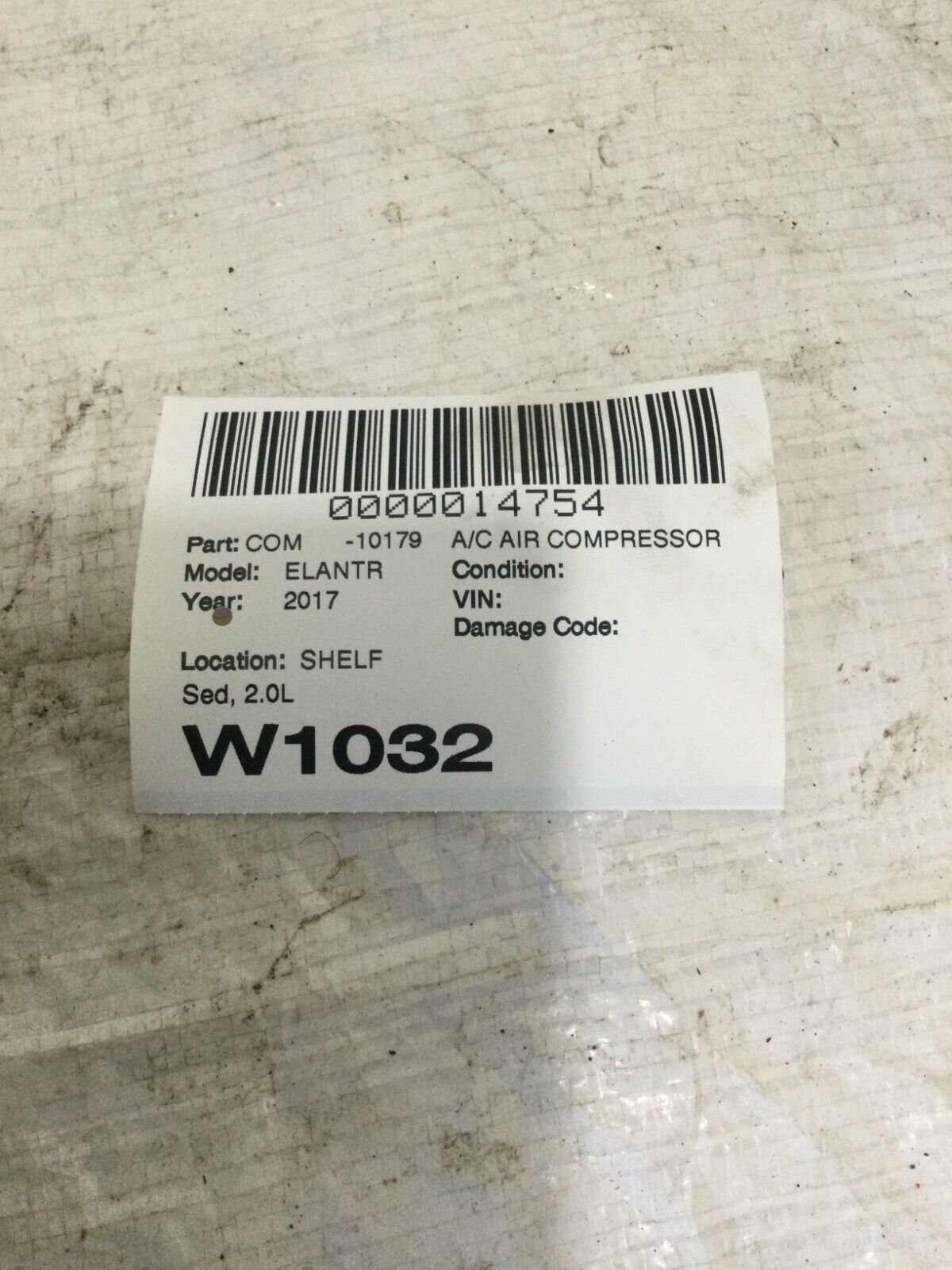 2017 Hyundai Elantra  Air Compressor Assembly  CA500EdFDA08 OEM