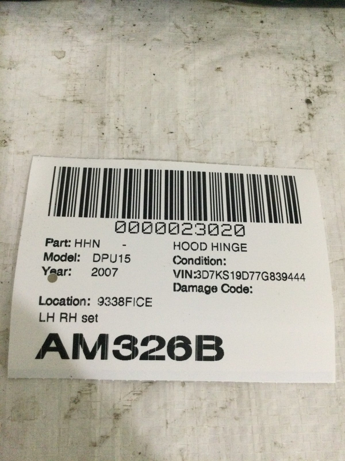 2007 Dodge Ram 1500 Hood Hinges Set Pair OEM