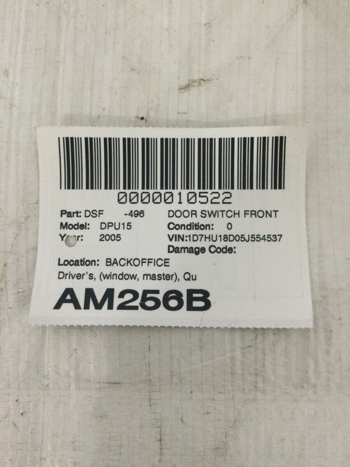 2005 Dodge Ram 1500 Front Left Driver Master Power Window Switch OEM LH