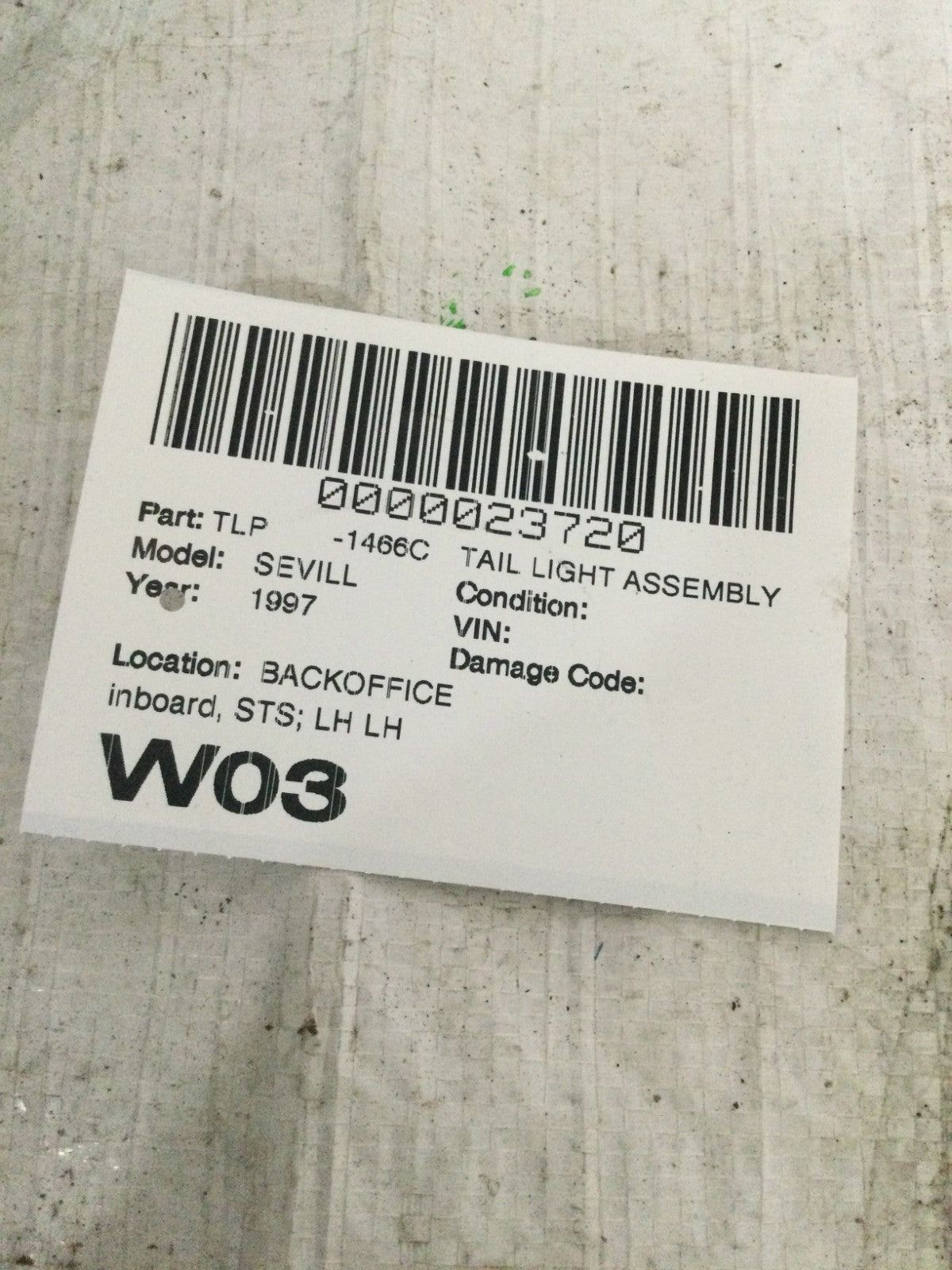 1997 Cadillac Seville LH Driver Side Tail Light OEM 16514971