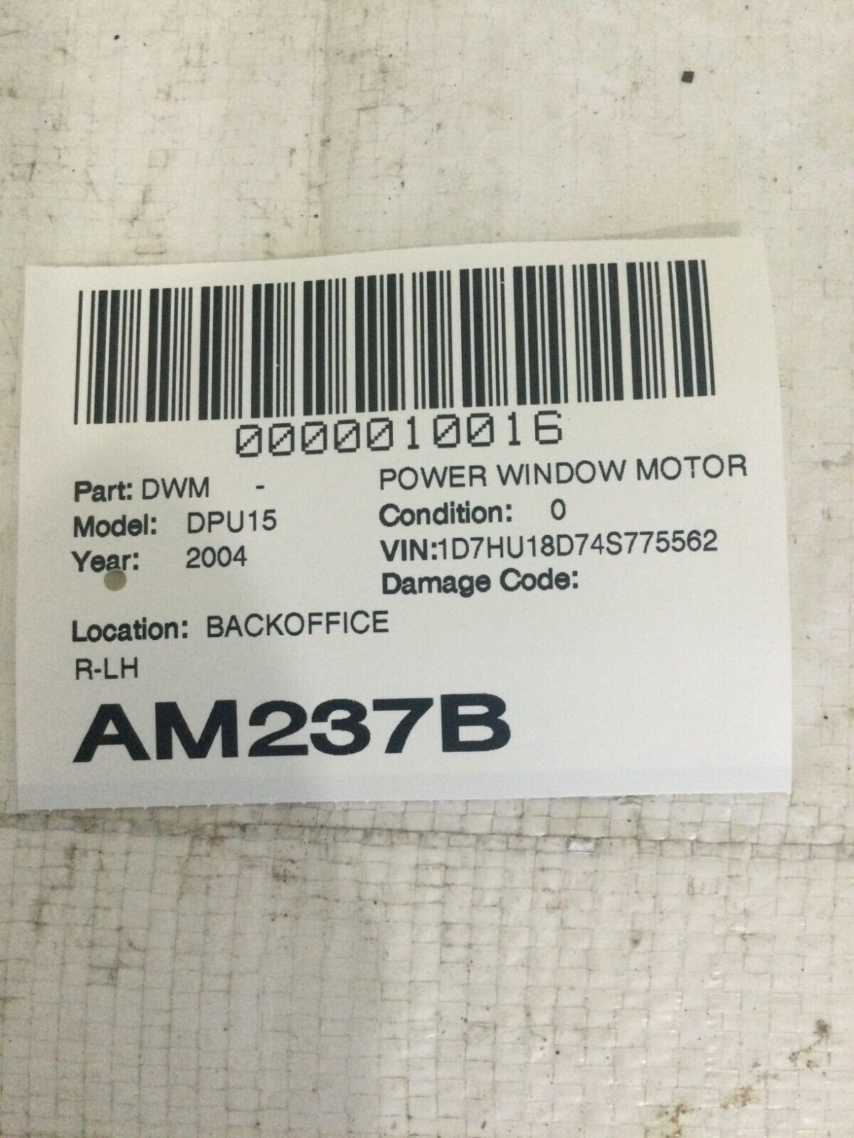 2004 Dodge Ram 1500 Rear Left Power Window Motor OEM