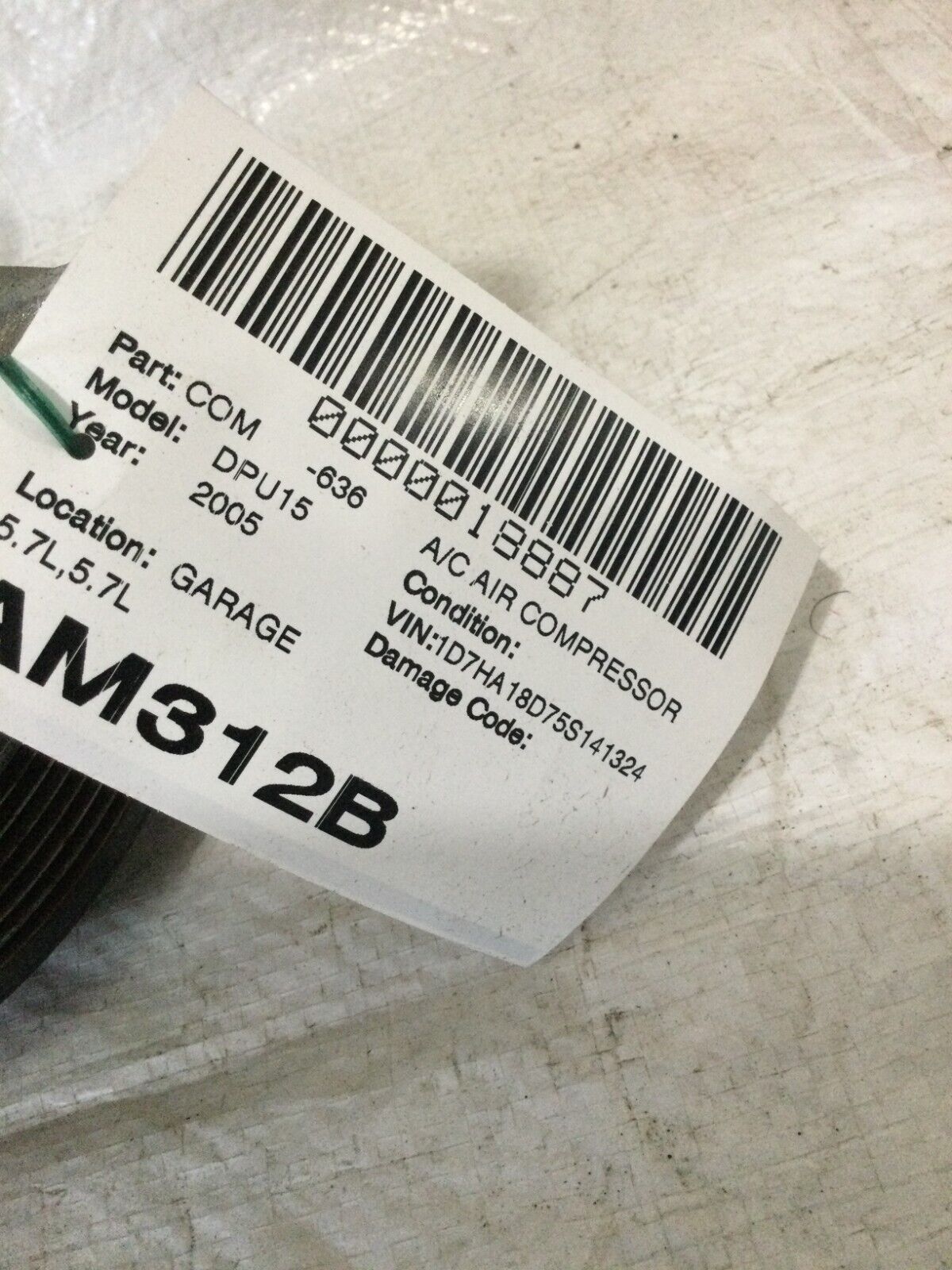 2005 Dodge Ram 1500 A/C Air Compressor OEM 5.7L
