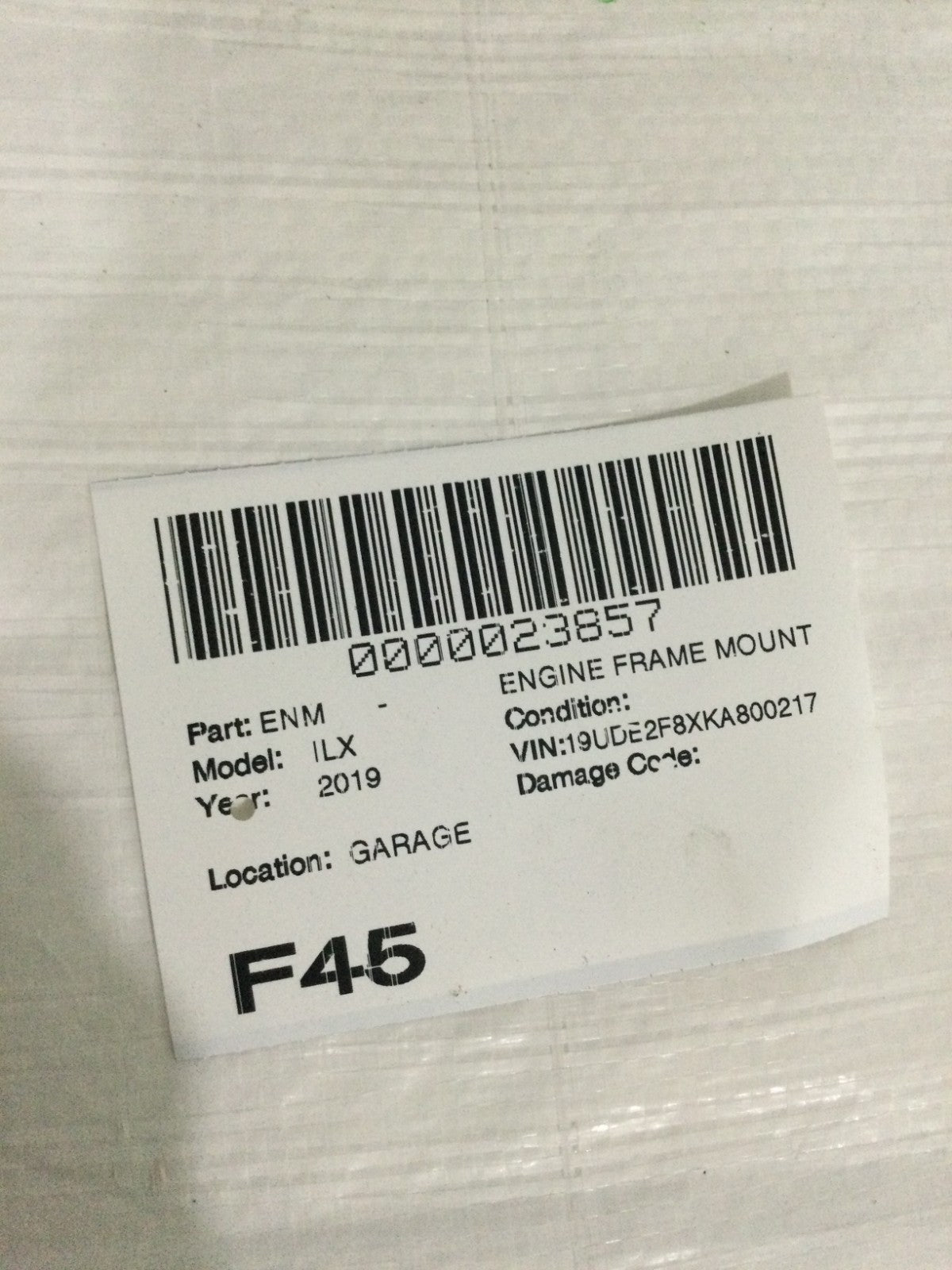 2019 Acura ILX 2.4L Engine Frame Mount OEM