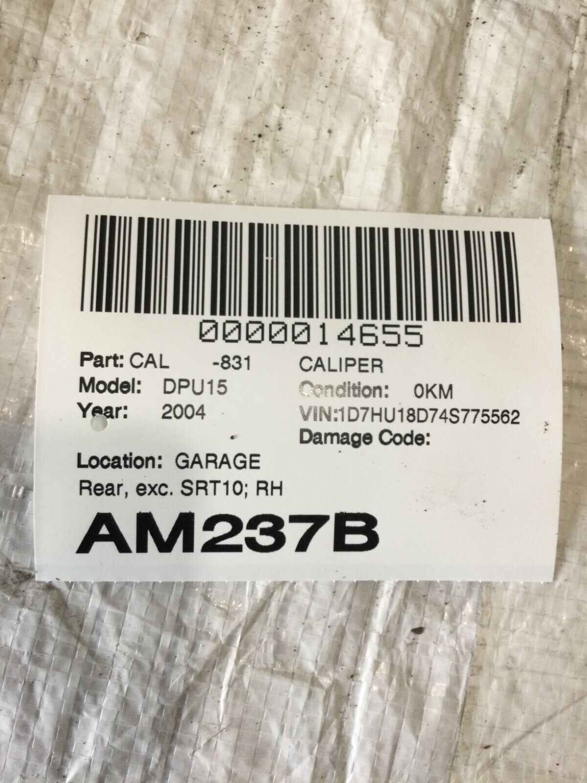 2004-2006 Dodge  Ram 1500 Rear Right Brake  Caliper OEM