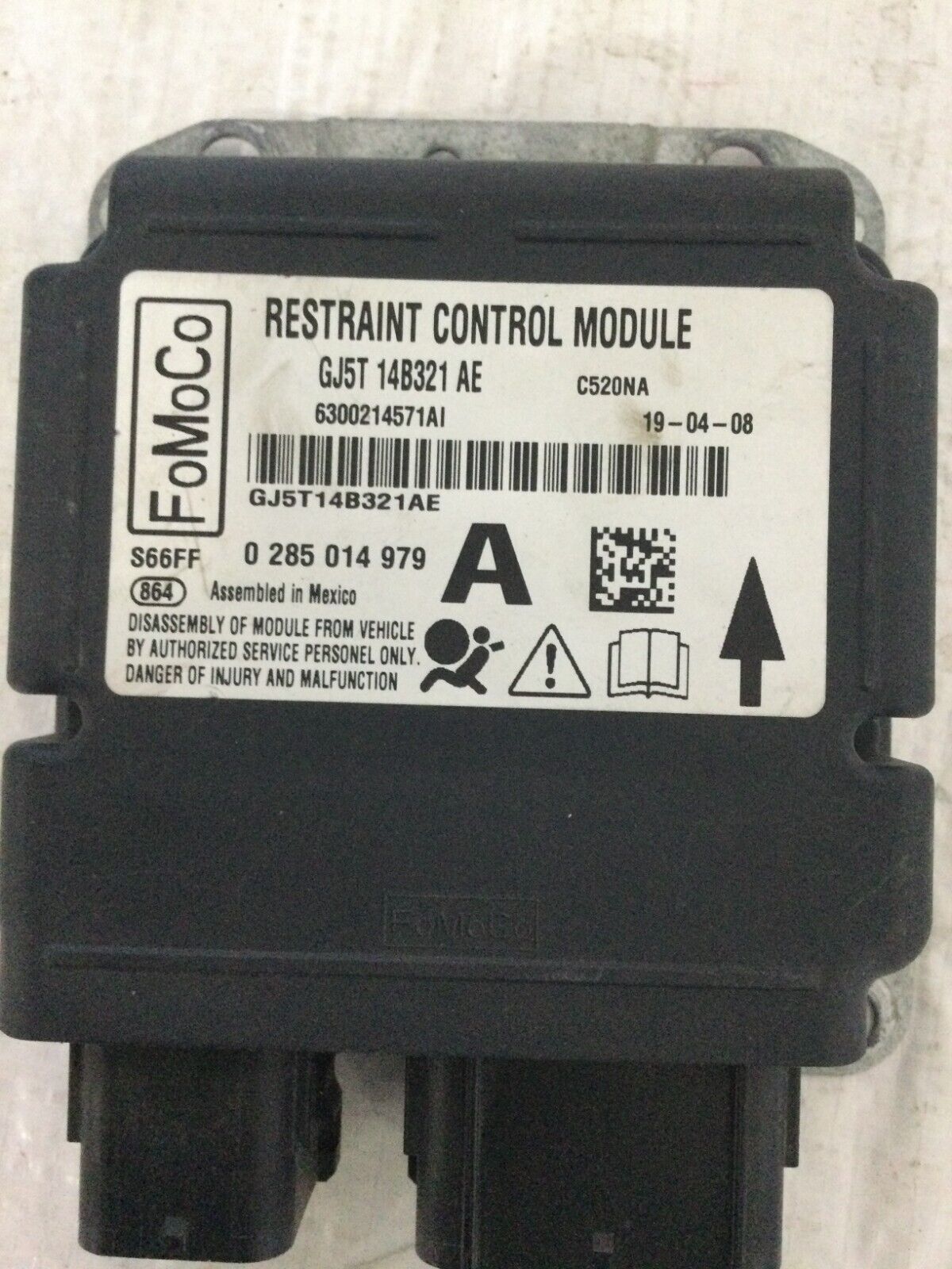 2019 Ford Escape SRS Restraint Control Module OEM GJ5T-14B321-AE