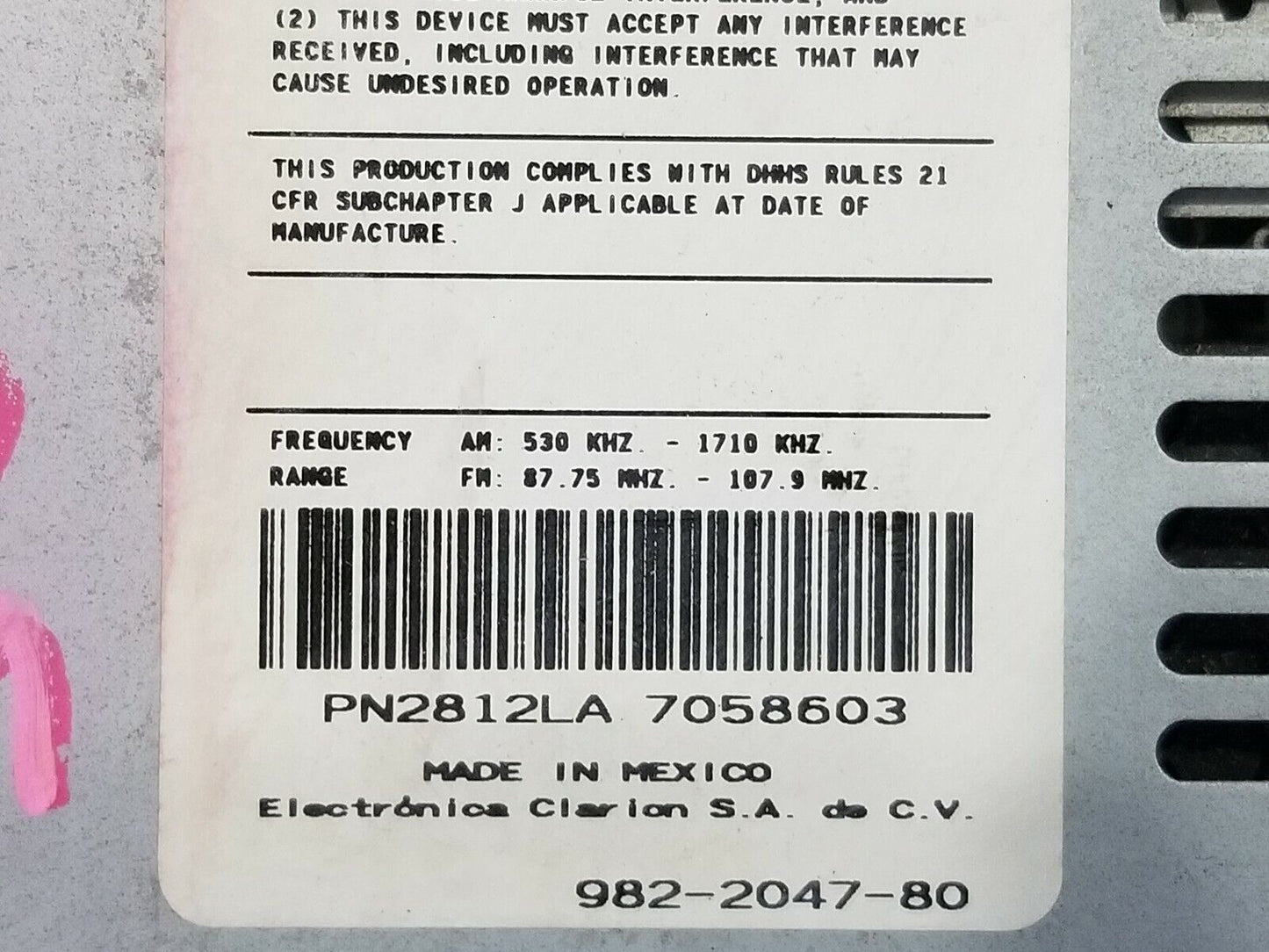 2007 Nissan Versa AM/FM Radio CD Player OEM 28185 EM30A OEM