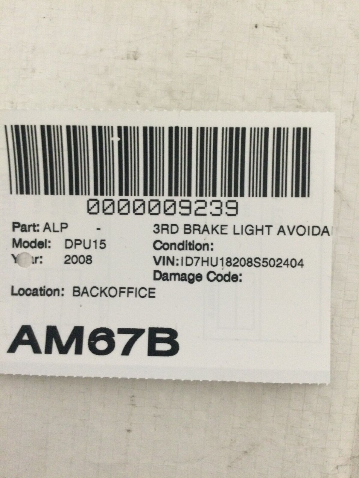2006-2008 Dodge Ram 1500 High Mount 3rd Third Brake Light OEM