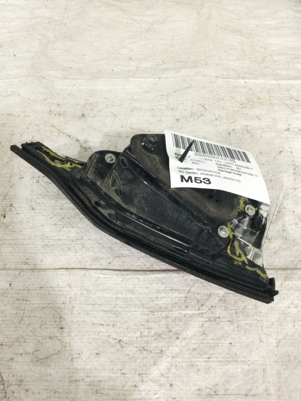 2021 Toyota Corolla Right Passenger Side Tail Light OEM MARKED DAMAGE