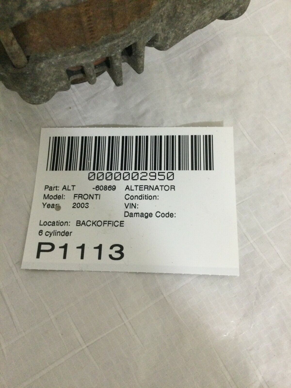 2003 Nissan Frontier Engine Motor Alternator 23100-4S100 6CYL 