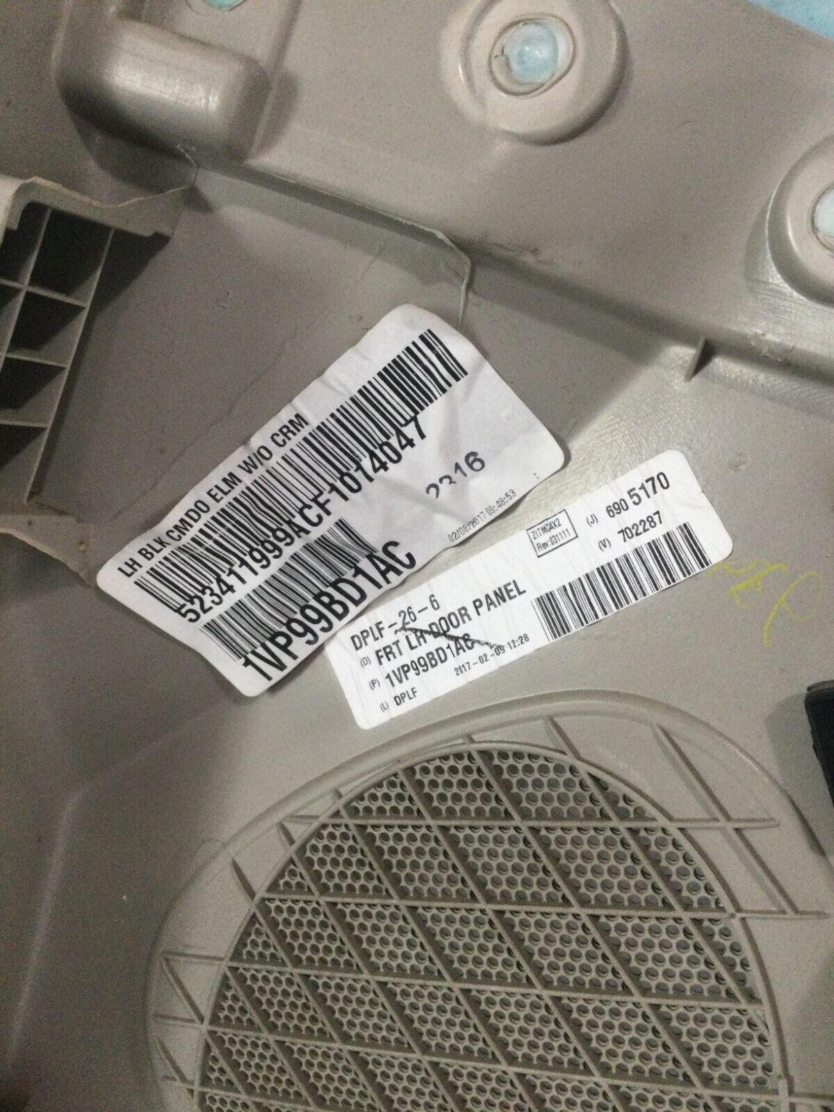 2017 Dodge Grand Caravan Front Left Door Trim Panel OEM