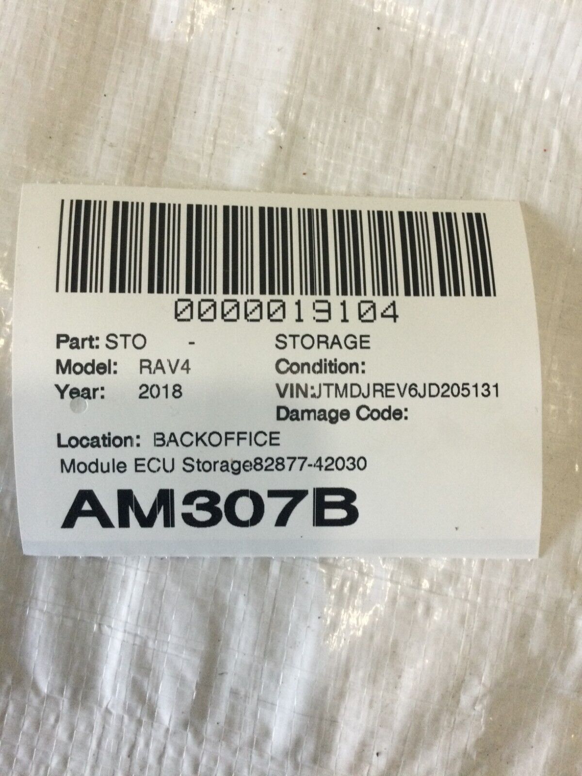 2018 Toyota RAV4 Hybrid Engine Computer Module Storage OEM 82877-42030