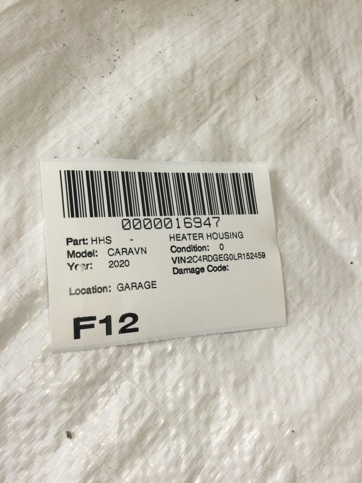 2020 Dodge Grand Caravan Heater Housing Assembly OEM