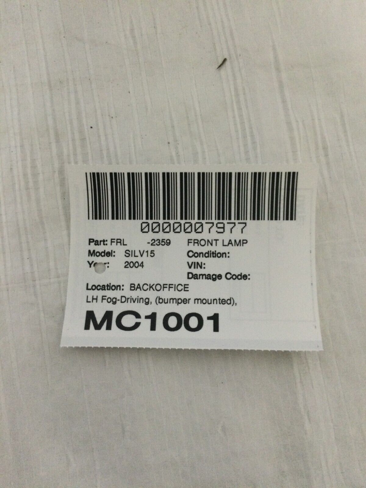 2004 Chevrolet Silverado 1500 Fog Light Left Driver Side OEM