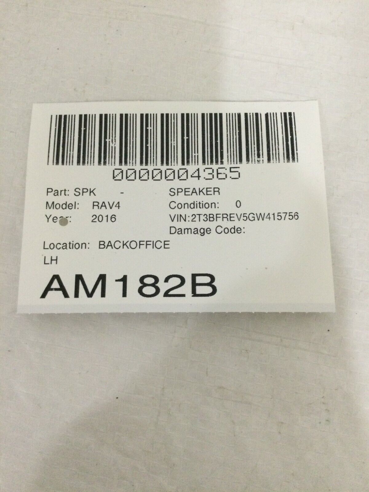 2016 Toyota Rav4 Left Driver Side Speaker 86150-0R010 OEM