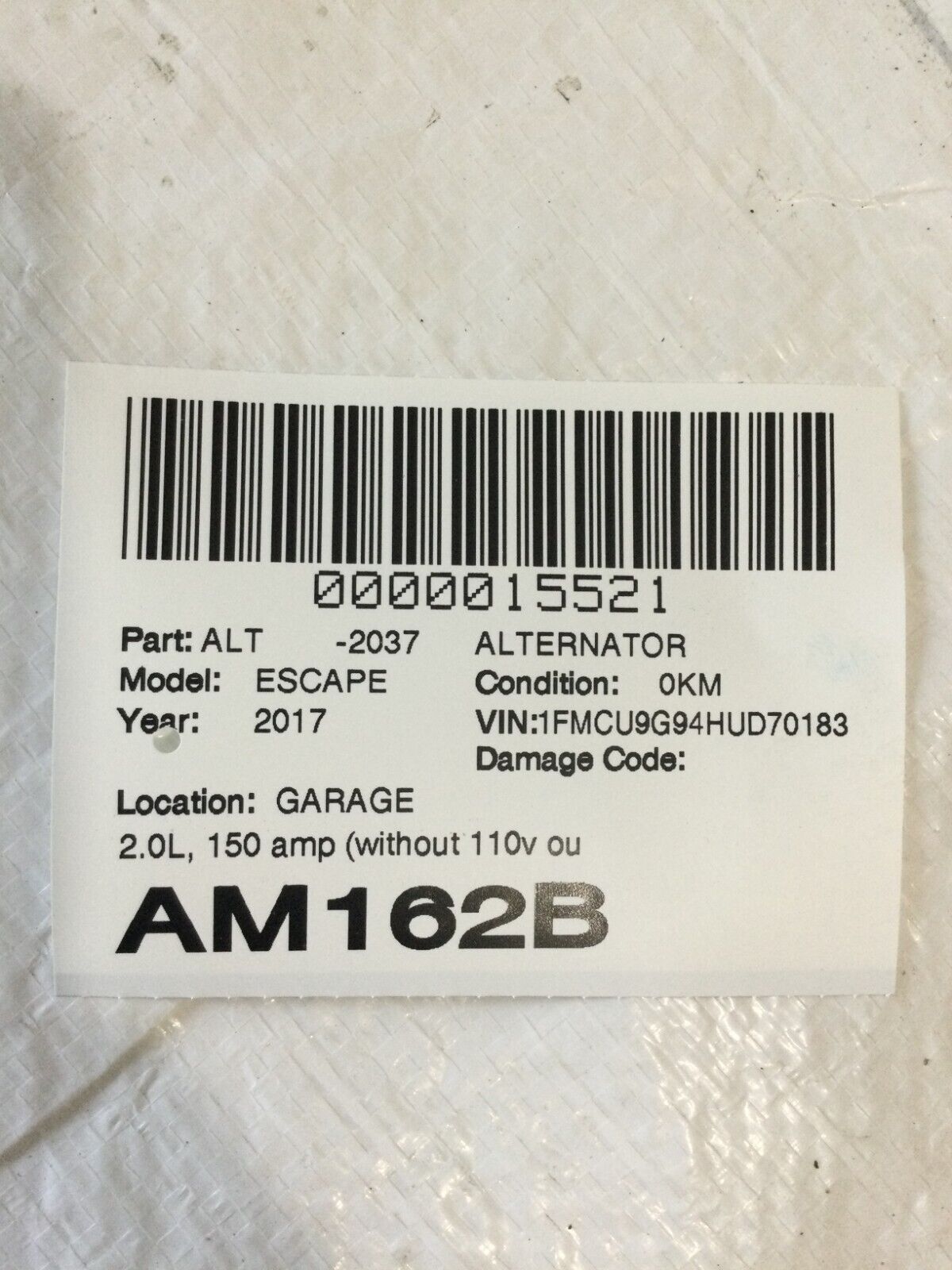 2017 Ford Escape  Alternator  CJ5T-10300-GA OEM