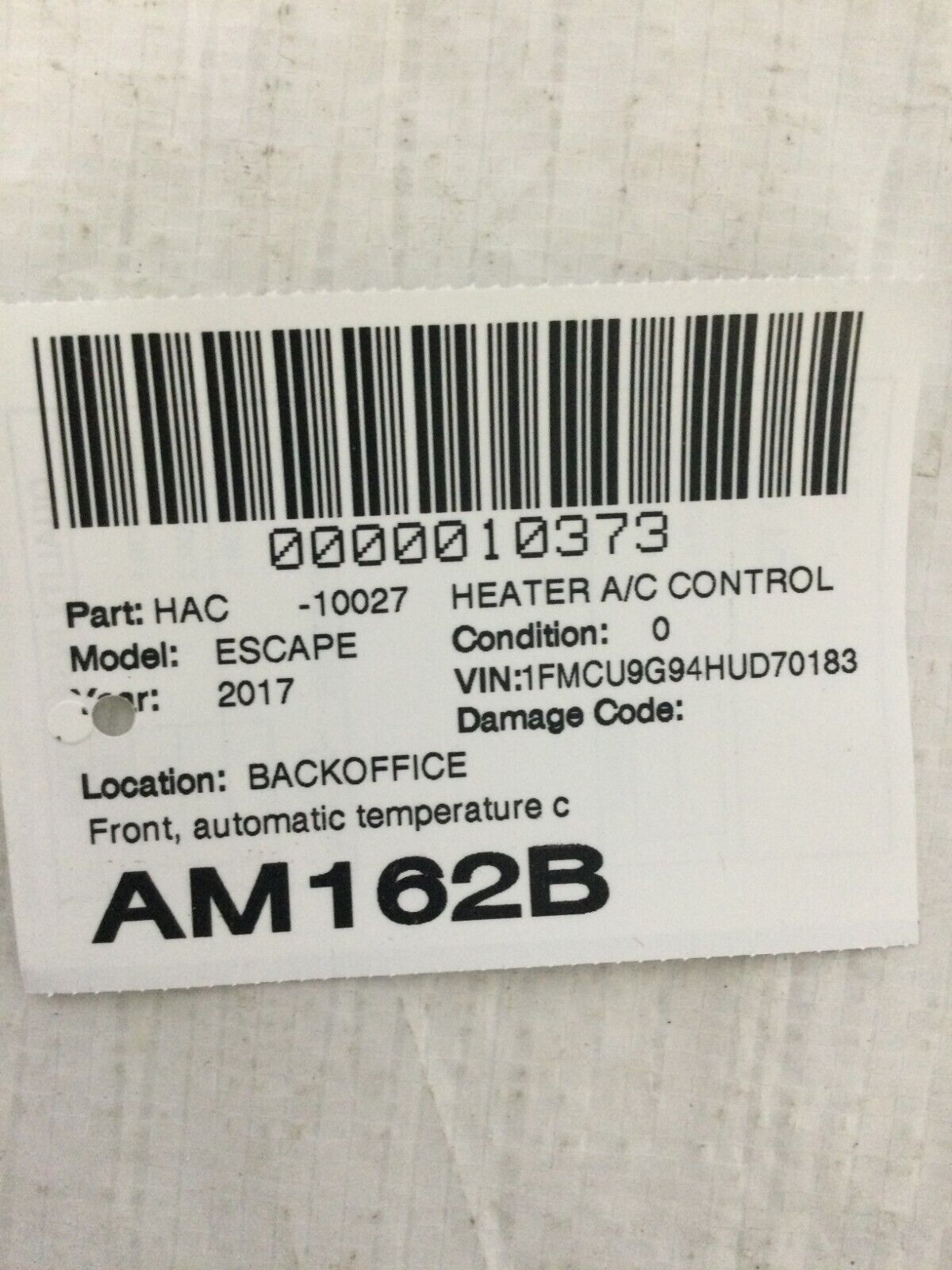 2017-2019 Ford Escape Heater AC Temperature Control Switch Panel GJ5T-18C612-FA