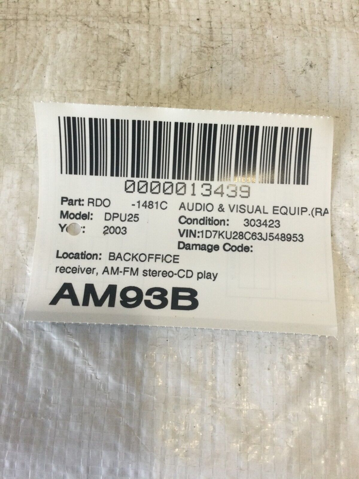 2003 Dodge Ram 2500 Left Dash Vent 1000Z71AA OEM