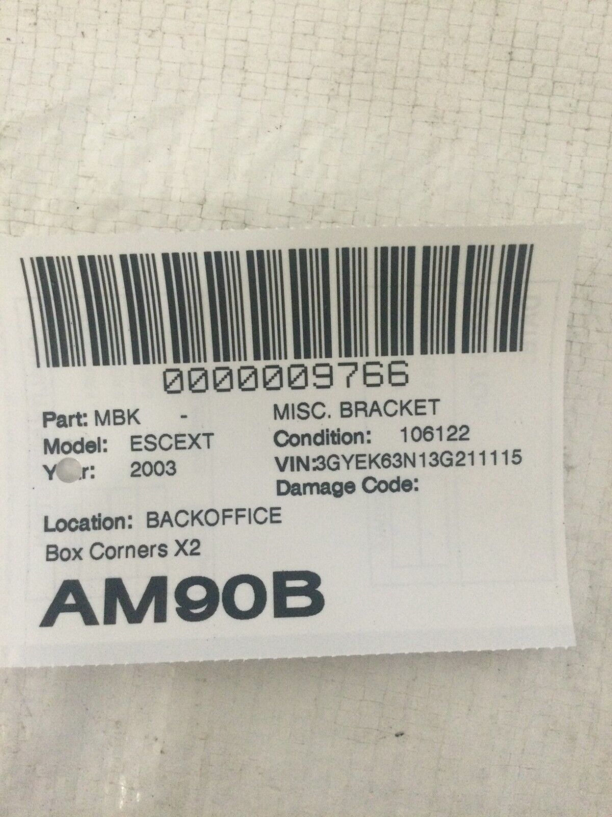 2002-2013 Cadillac Escalade EXT Box Corner Mounting Bracket OEM