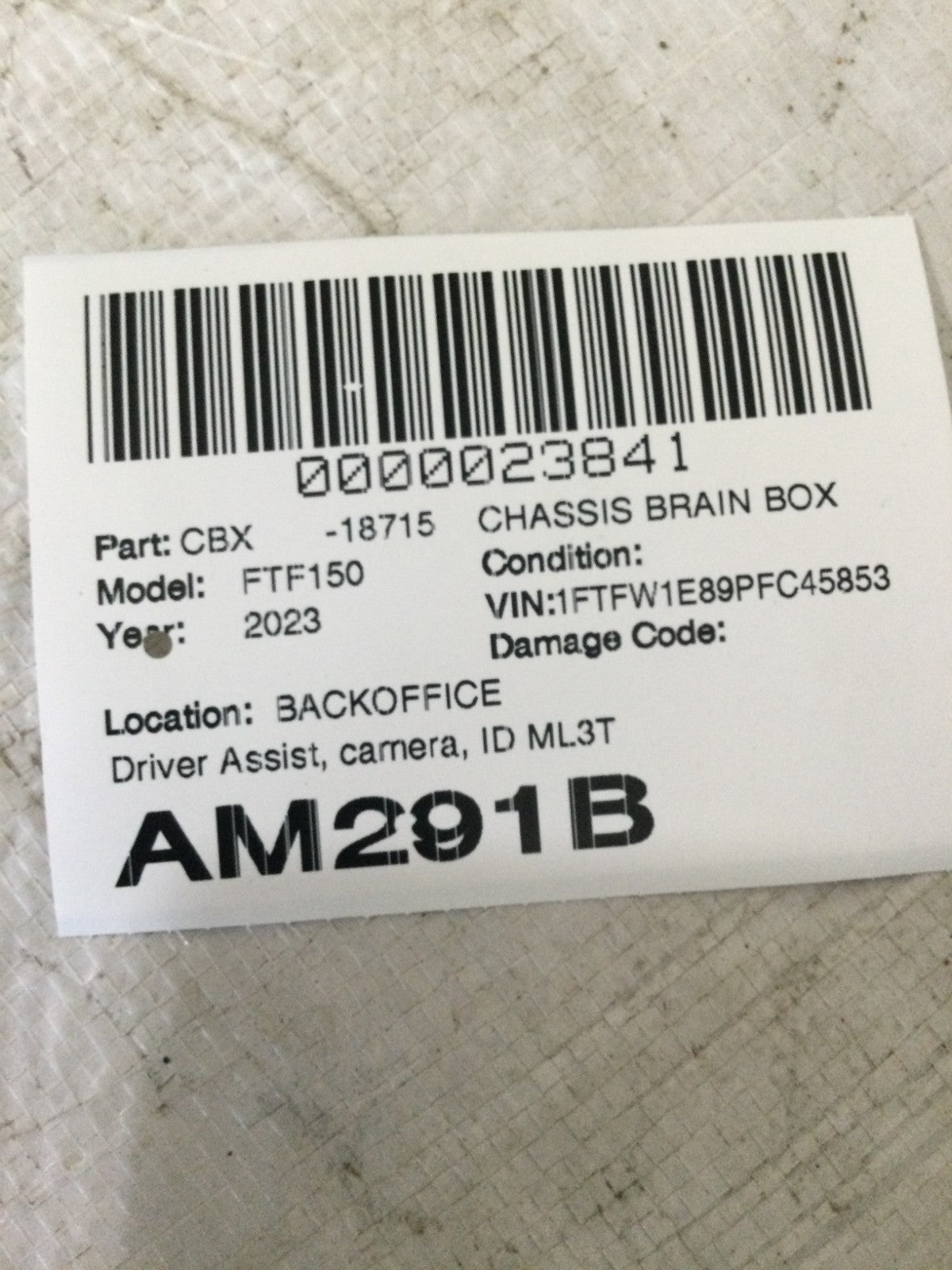 2023 Ford F150 F-150 Driver Assist Camera Control Module OEM PL3T-14G647-FBF