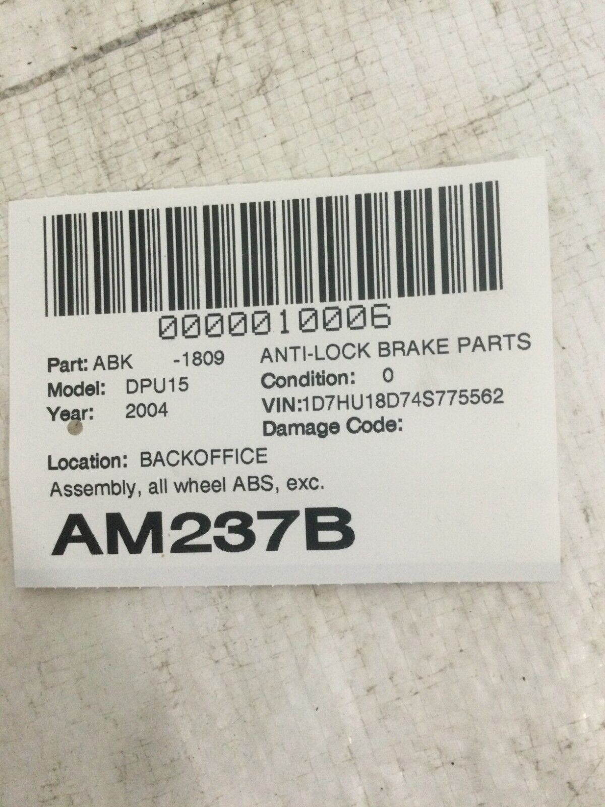 2003-2005 Dodge Ram 1500 ABS Anti Lock Brake Pump Module OEM 52121407AB