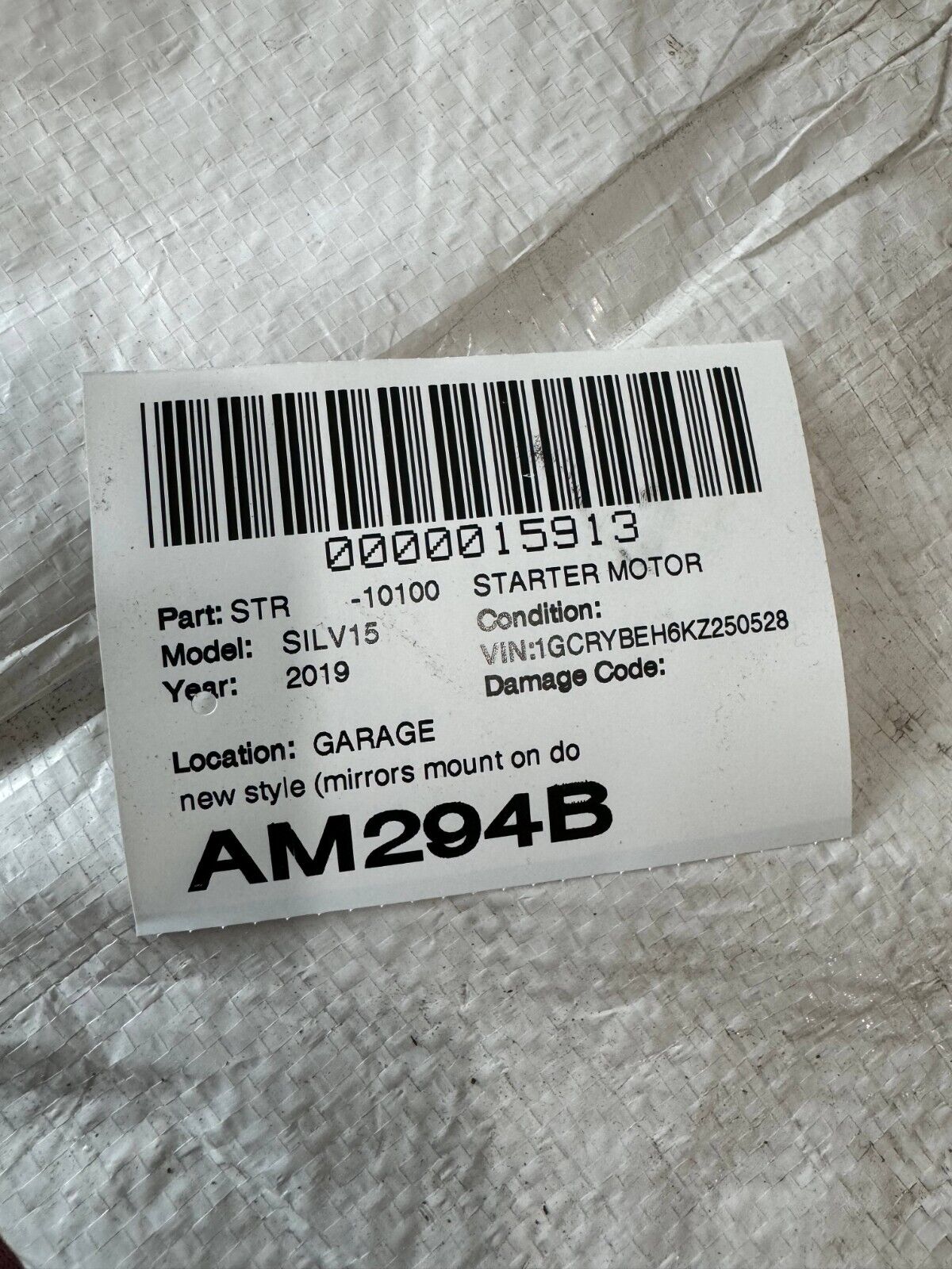 2019 Chevrolet Silverado 1500 Engine Starter  Motor 12686149  OEM