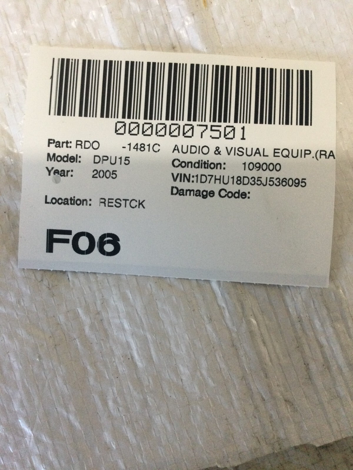 2002-2005 Dodge Ram 1500 Audio Radio Stereo Unit AM FM CD Player 05091506AD