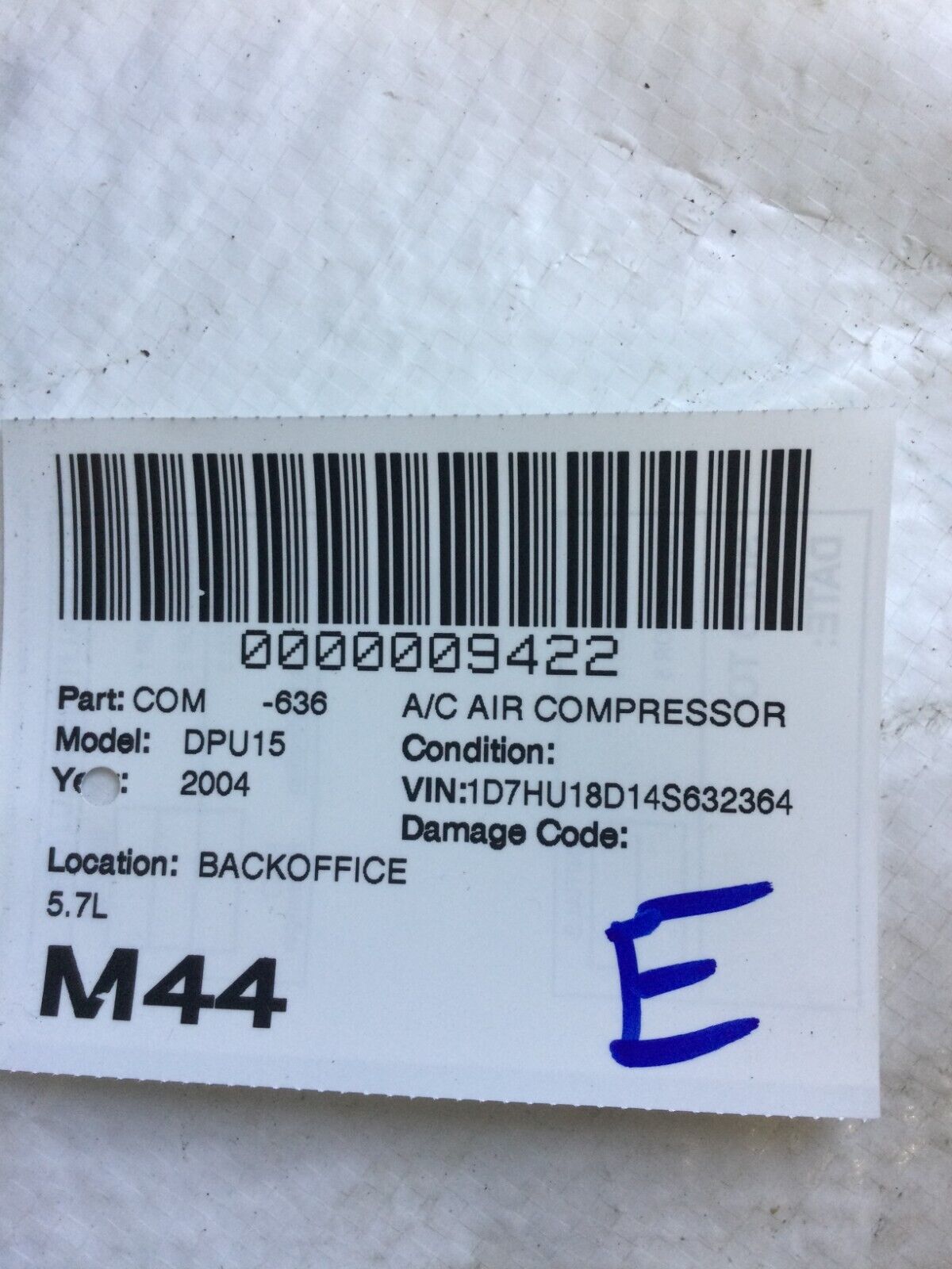 2004 Dodge Ram 1500 5.7L A/C Air Compressor OEM 447220-4821