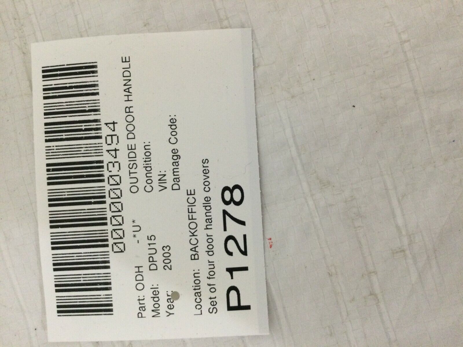 2003 Dodge Ram 1500 Door Handle Cover Set of 4 OEM