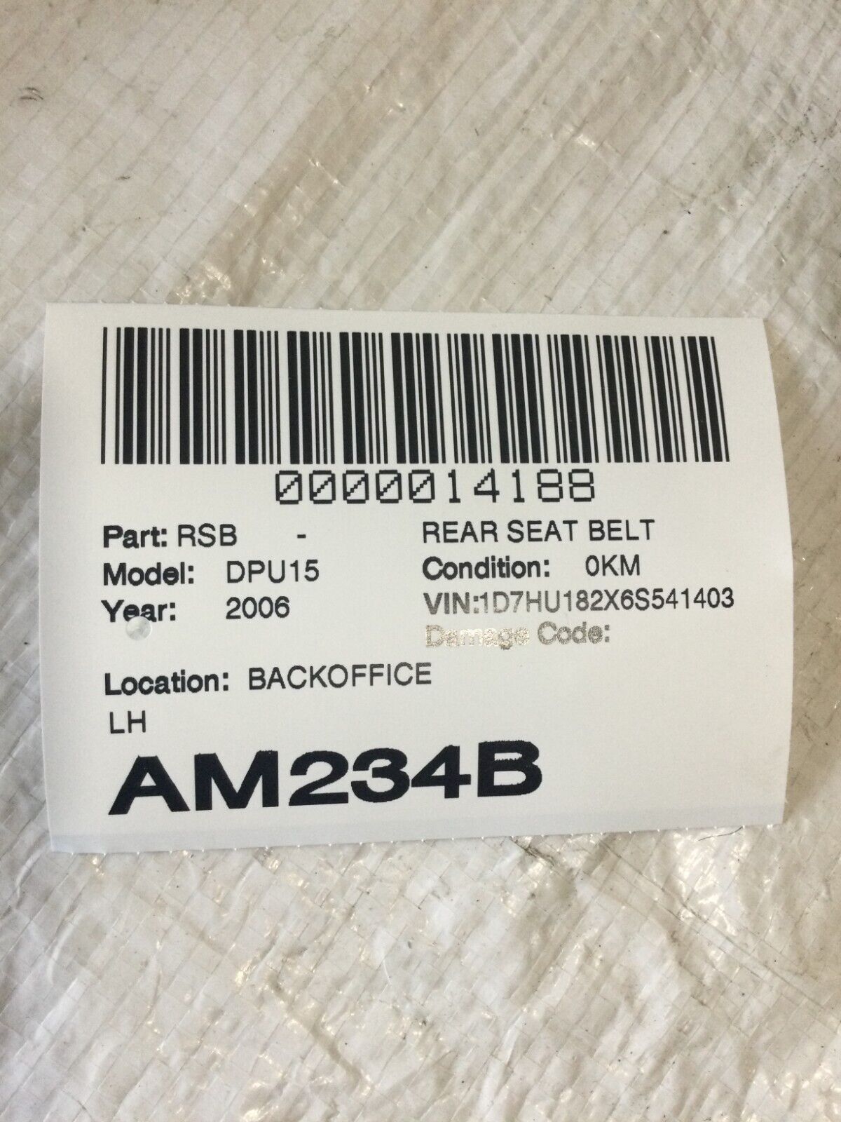 2006 Dodge Ram 1500   Rear Left Driver Front Seat Belt OEM