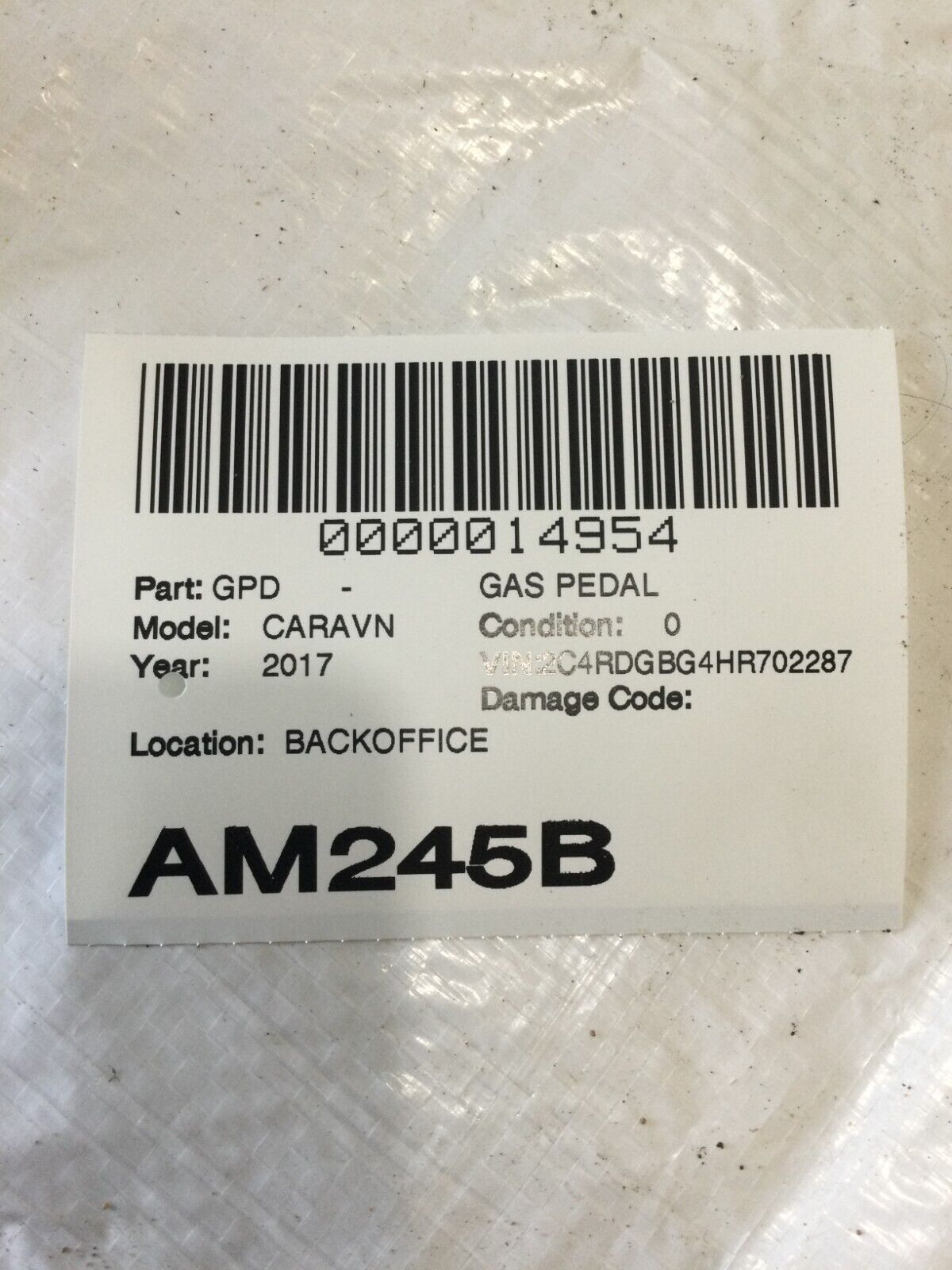 2017 Dodge Grand Caravan Accelerator Gas  Pedal  05281418AD OEM