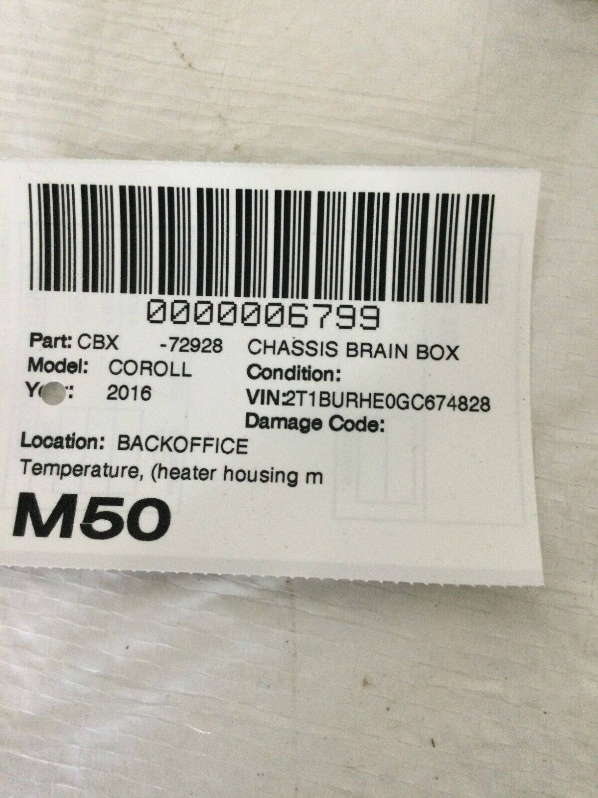 2016 Toyota Corolla Chassis Temperature Control Module OEM