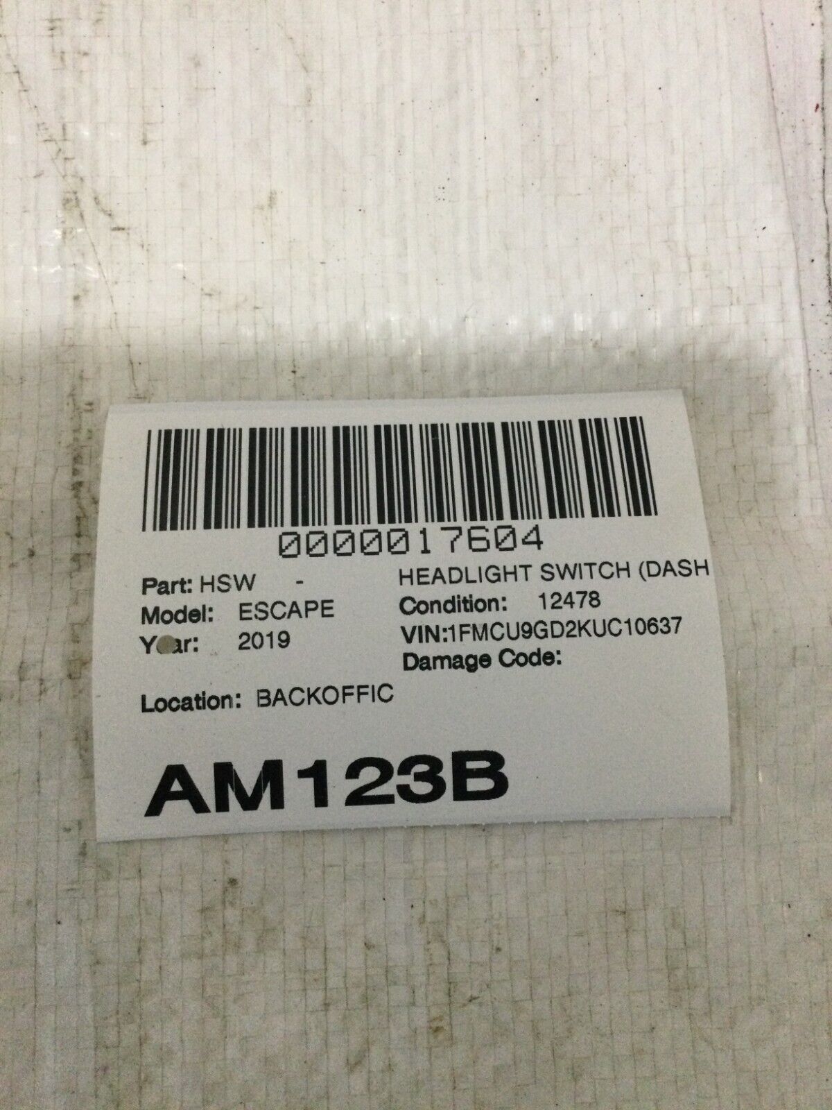 2017-2019 Ford Escape HeadLight Switch Control OEM GJ5T-13A024-AA