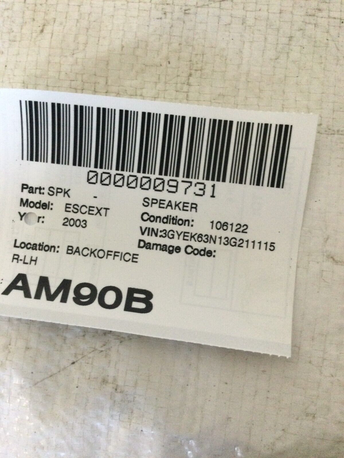 2003-2006 Cadillac Escalade EXT Left Rear Door Speaker OEM 15054680