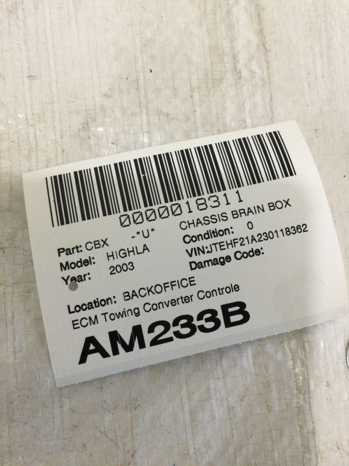 2003 Toyota Highlander Towing Converter Module  08940-48010 OEM