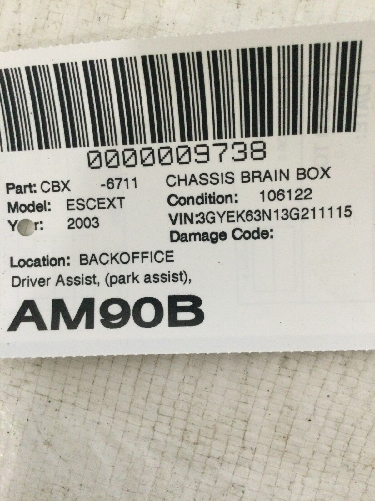 2003-2006 Cadillac Escalade EXT Park Assist Module 04 05 06 OEM