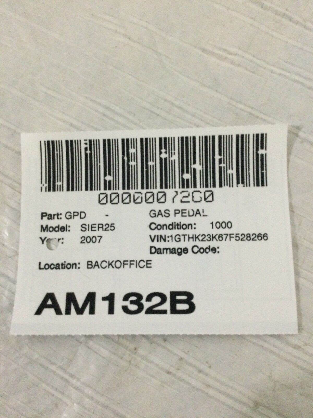 2007-2011  GMC Sierra 2500 HD Accelerator Pedal 15847349 OEM