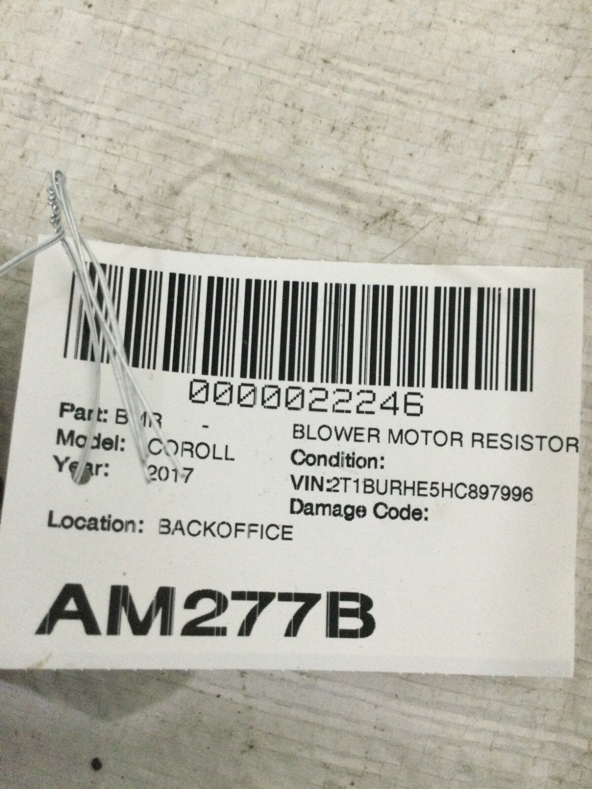 2017 Toyota Corolla Cooling Fan Control Module OEM 89257-12010 MARKED DAMAGE