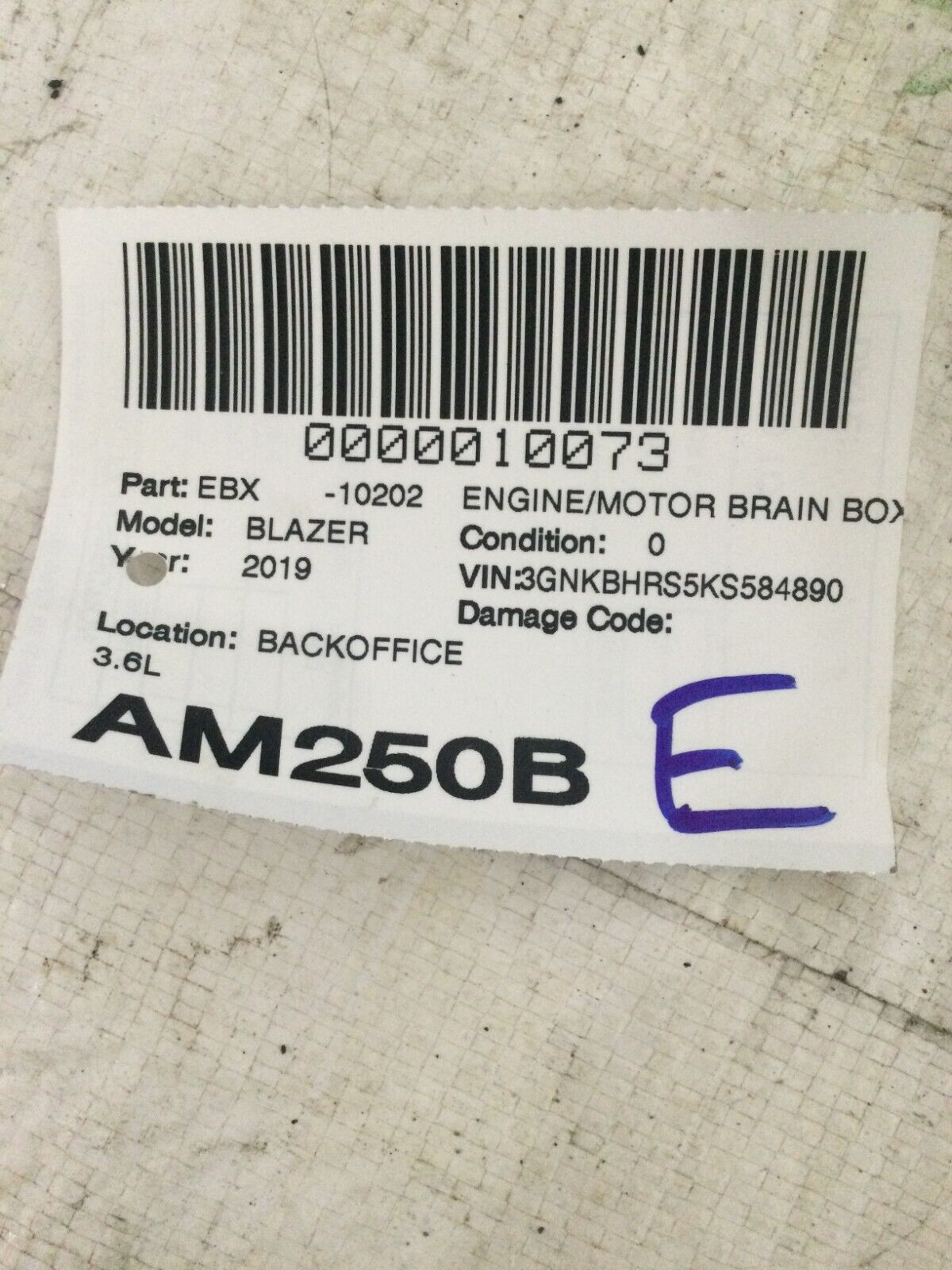 2019 Chevy Blazer 3.6L Engine Computer Control Module ECM ECU EBX 12697045 OEM