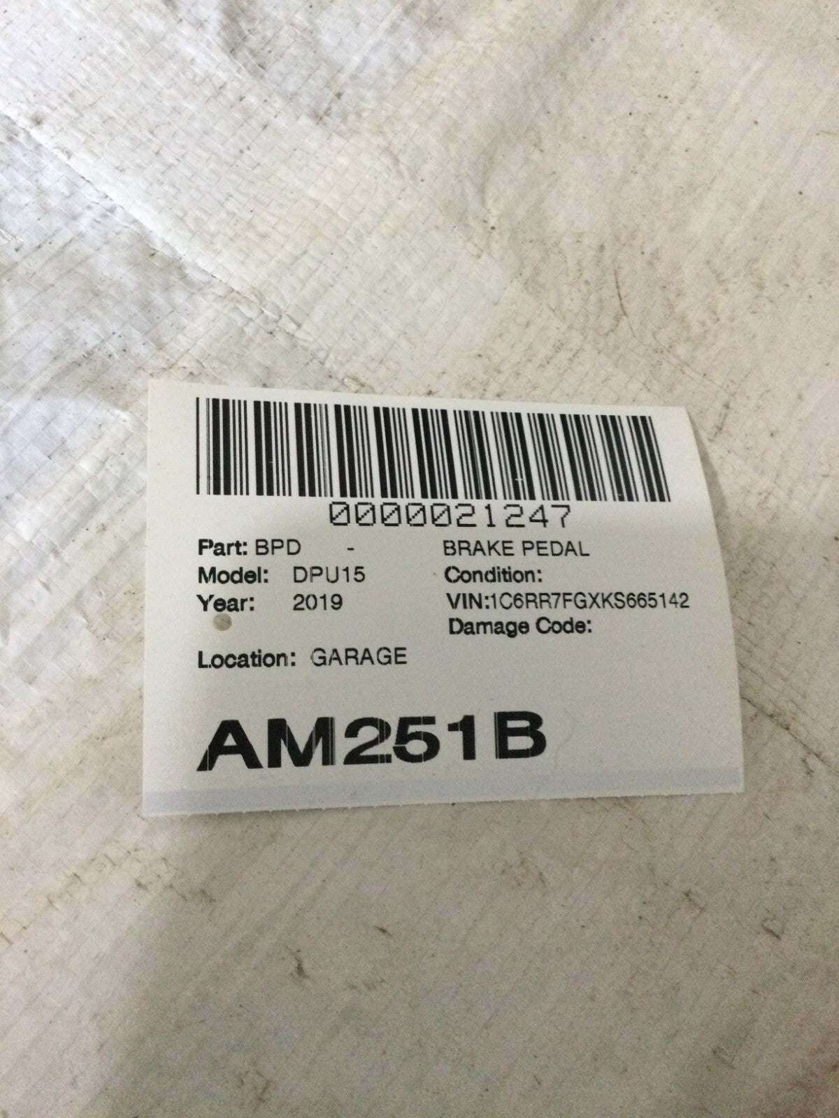 2019 Dodge Ram 1500 Brake Pedal W/ Bracket OEM