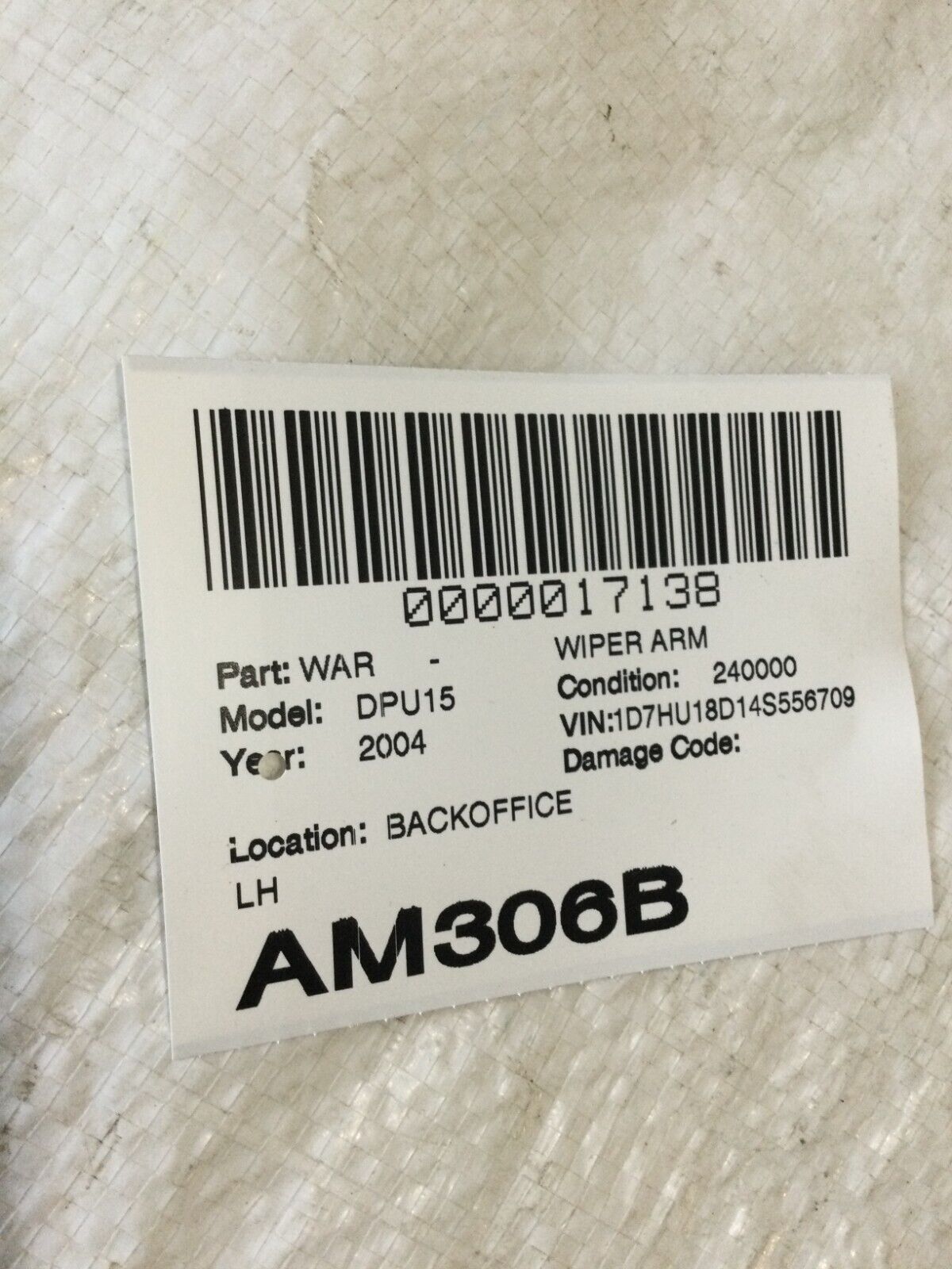 2004 Dodge Ram 1500  Left Driver Side Wiper Arm  55077130AB  OEM