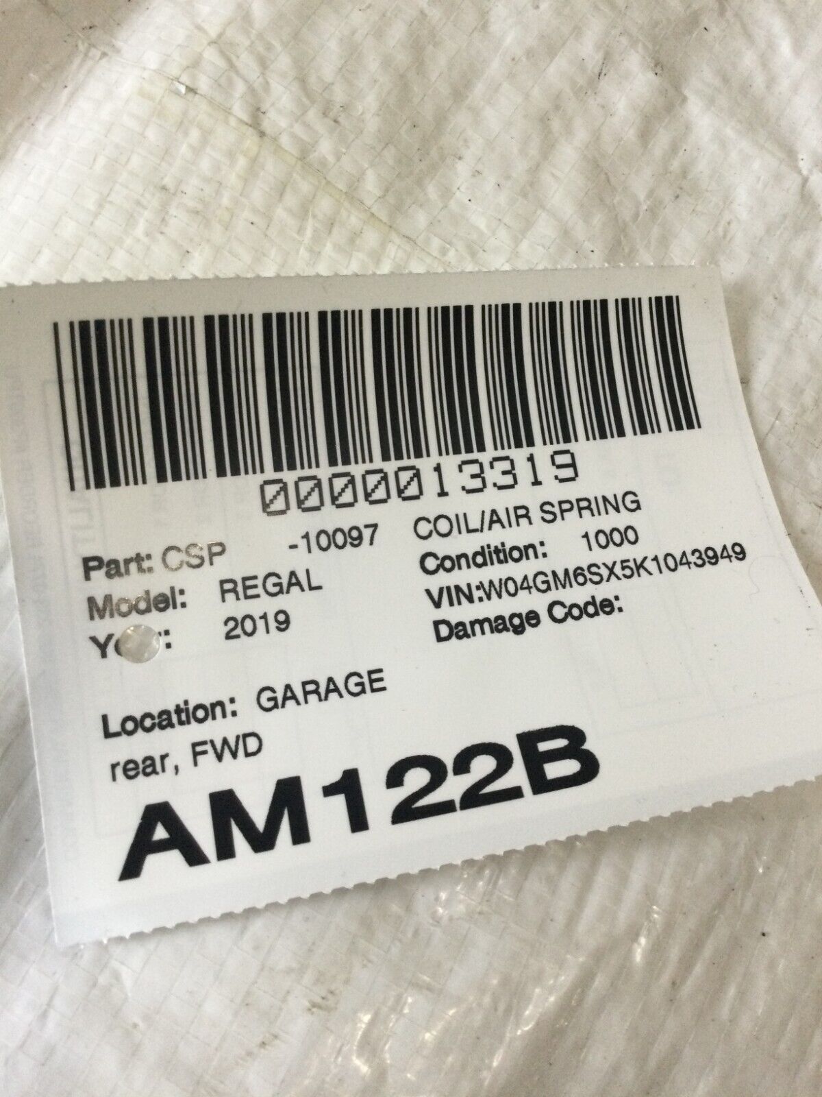 2019 Buick Regal FWD  Rear Front Side  Coil Spring OEM