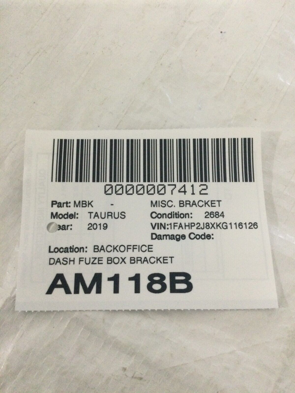 2019 Ford Taurus Dash Fuse Box Bracket OEM