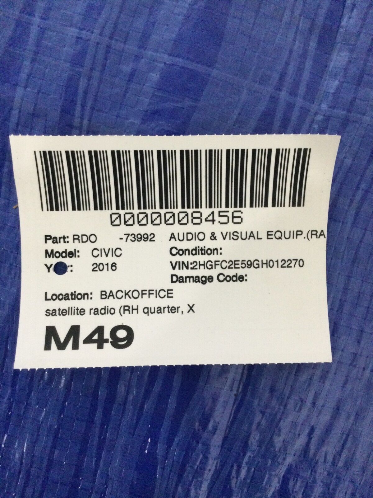 2016-2020 HONDA CIVIC SATELLITE RADIO RECEIVER TUNER CONTROL MODULE UNIT OEM
