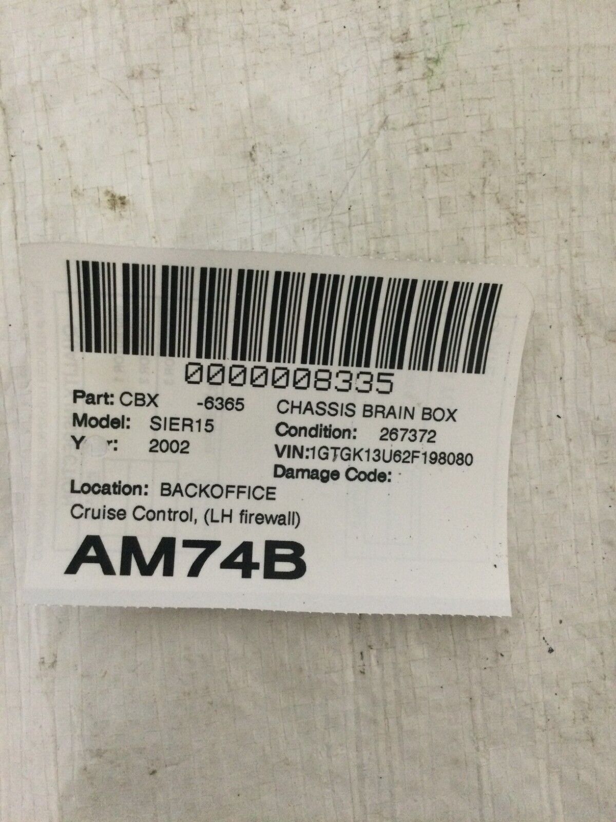 2002 GMC Sierra 1500 Cruise Control Module 25315559 OEM