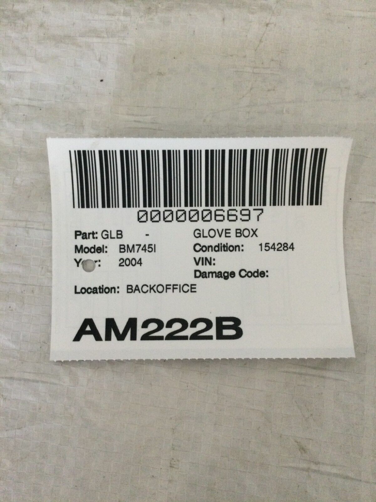 2004 BMW 745Li E65 E66 Dash Glove Box Storage Compartment Assembly OEM